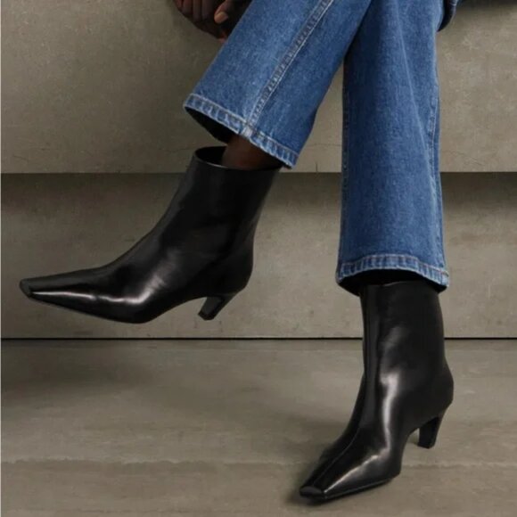 KHAITE NIB Black Arizona Ankle Boots Nappa Leather 38 8 - Picture 5 of 15